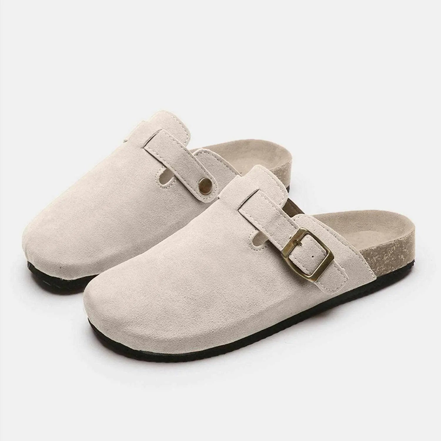 Chic suede closed-toe buckle sandals - Love Salve